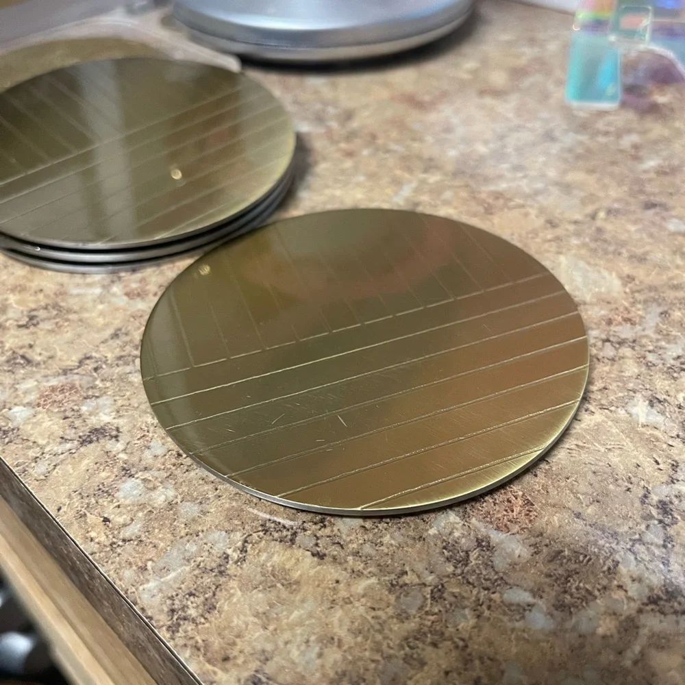 West Elm Linear Brass Coasters Set
